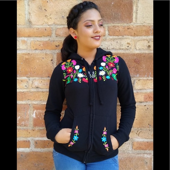MEXICANA | Sweaters | Mexican Embroidered Hoodie Sweater Size Small |  Poshmark